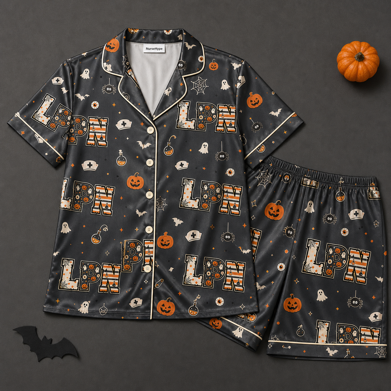 Black Spider Potion LPN Halloween Satin Pajama Set – Nursehype
