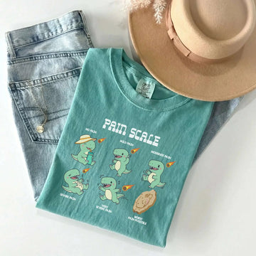 Dinosaur Pain Scale Funny Nurse Comfort Colors Tee – funny nurse shirt