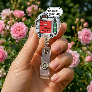 I'm About to Crash Out Funny Nurse Badge Reel – cute nurse badge reel