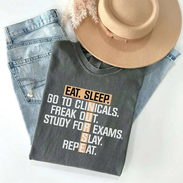 Nurse Eat Sleep Clinicals Crossword Comfort Colors Tee – nursing student shirts