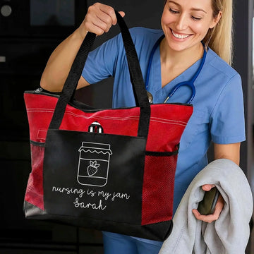 Personalized Nursing Is My Jam Tote Bag – funny nurse tote bag