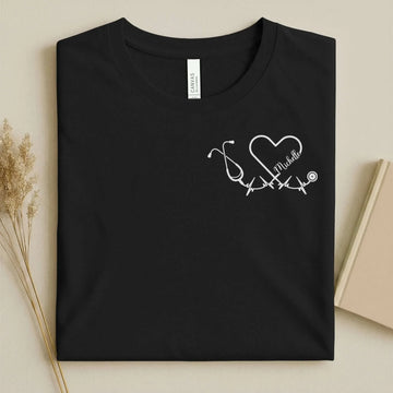 Personalized Name Stethoscope Heart Nurse Shirt – nurse gift ideas