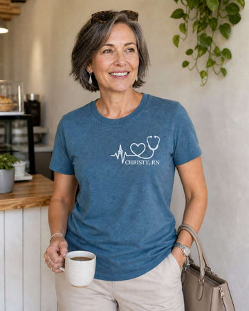 Personalized Heartbeat Stethoscope Nurse T-Shirt – personalized nurse gifts