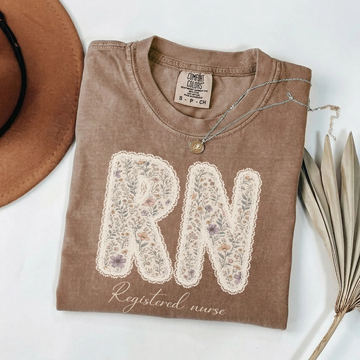RN Registered Nurse Wildflower Lace Comfort Colors Tee – RN nurse shirt