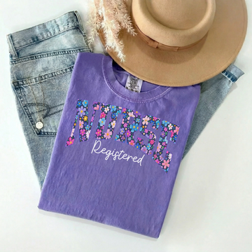 Registered Nurse Bold Floral Comfort Colors Tee – RN graduation gifts