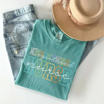 Registered Nurse Varsity Outline Comfort Colors Tee – RN graduation gifts