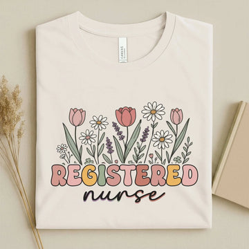 Registered Nurse Wildflower Floral Boho RN Nurse Tee – registered nurse shirt