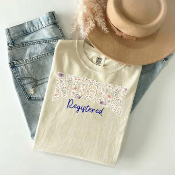 Registered Nurse Wildflower Varsity Comfort Colors Tee – RN graduation gifts