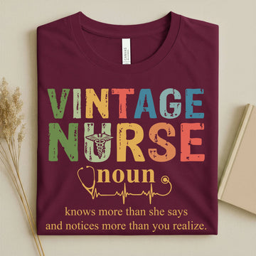 Vintage Nurse Noun Registered Nurse Shirt – Bella Canvas 3001 nurse gift