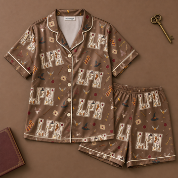 Magical LPN Wizard School Satin Pajama Set - Short flat lay