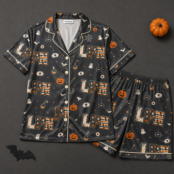 Black Spider Potion LPN Halloween Satin Pajama Set