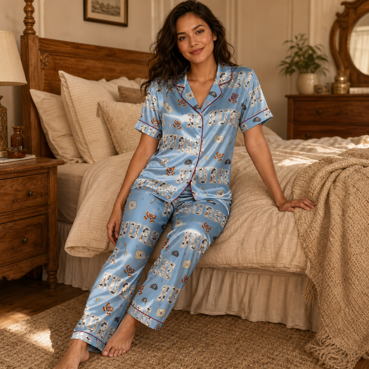 Wizard School Nurse Wand Satin Pajama Set - Long lifestyle
