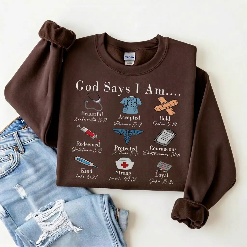 God Says I Am Nurse Bible Verse Nurse Sweatshirt