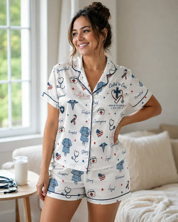 Called to Care Proud to Serve Nurse Satin Pajama Set