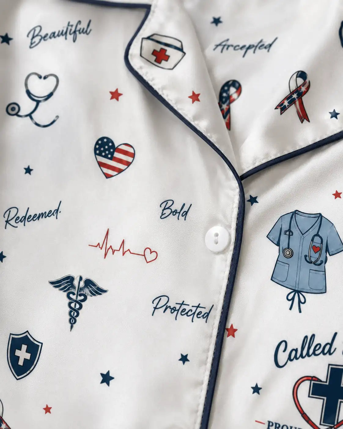 Called to Care Proud to Serve Nurse Satin Pajama Set