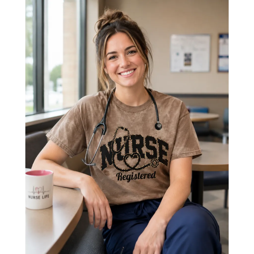 Registered Nurse Leopard Stethoscope Tee