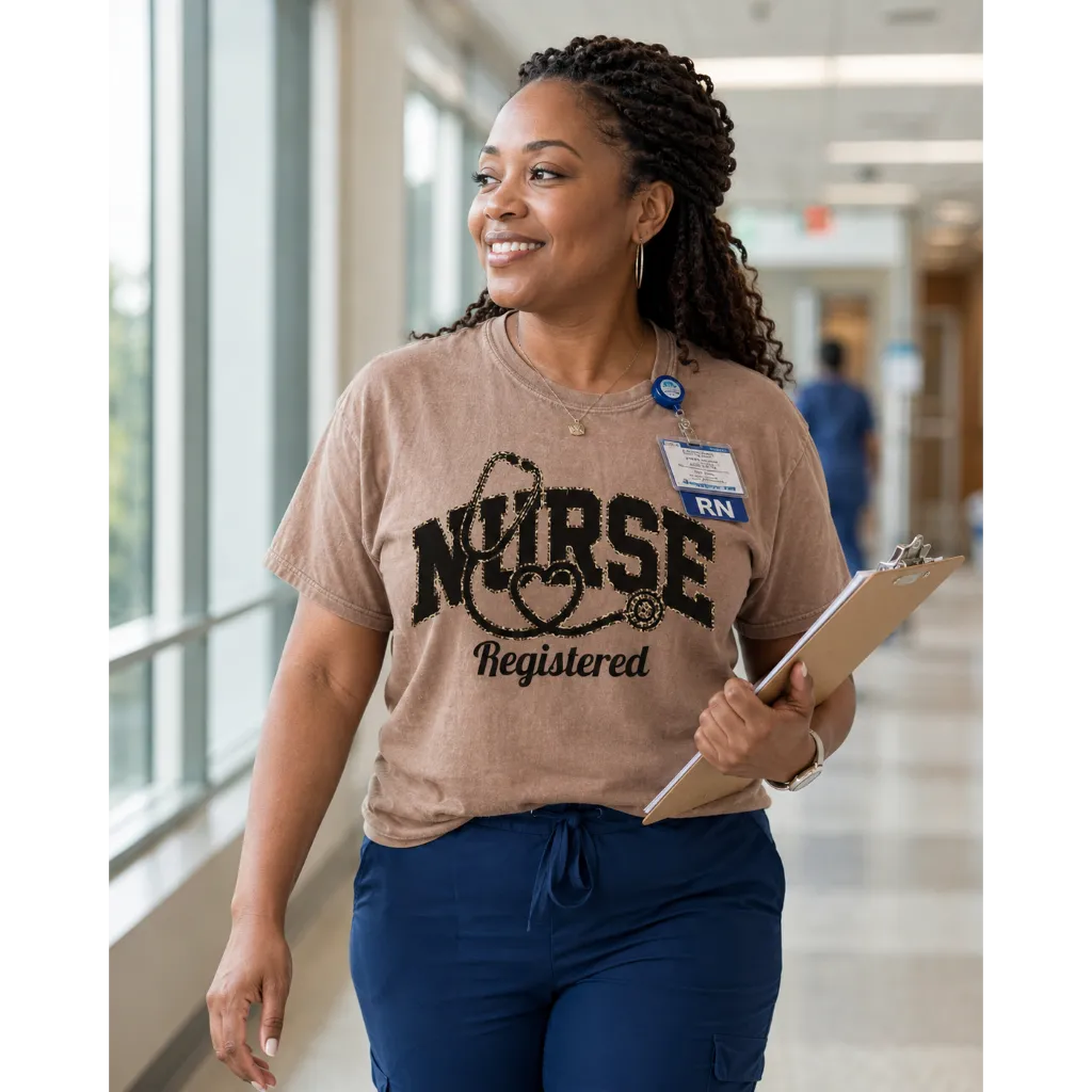 Registered Nurse Leopard Stethoscope Tee