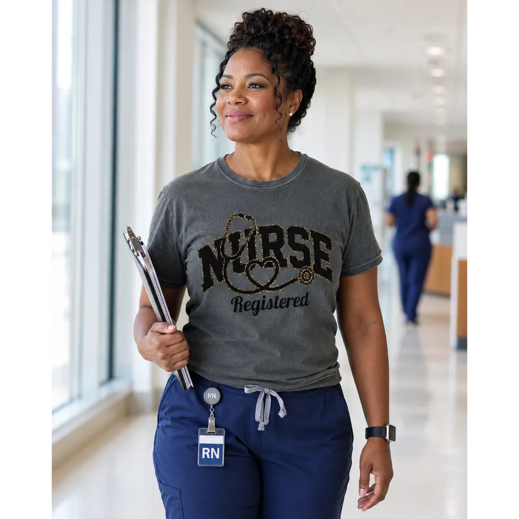 Registered Nurse Leopard Stethoscope Tee