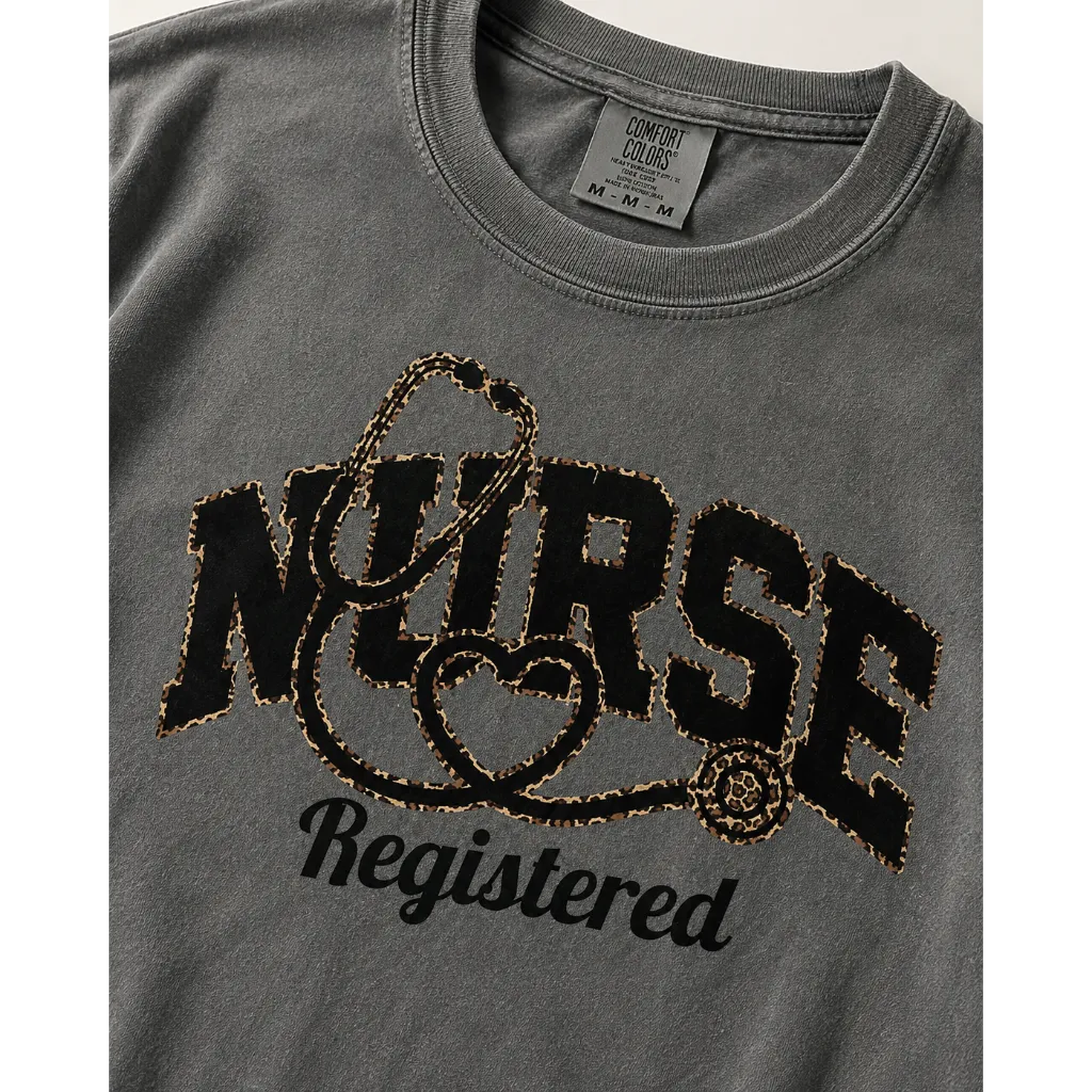 Registered Nurse Leopard Stethoscope Tee