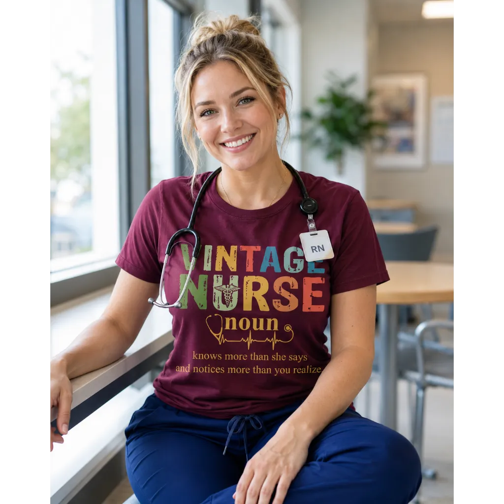 Vintage Nurse Noun Bella Canvas Nurse T-Shirt