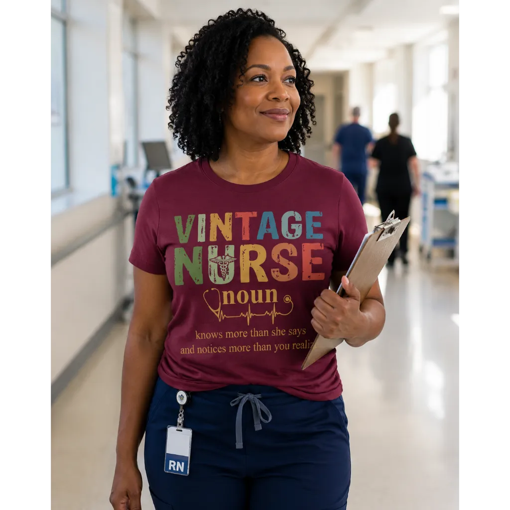 Vintage Nurse Noun Bella Canvas Nurse T-Shirt