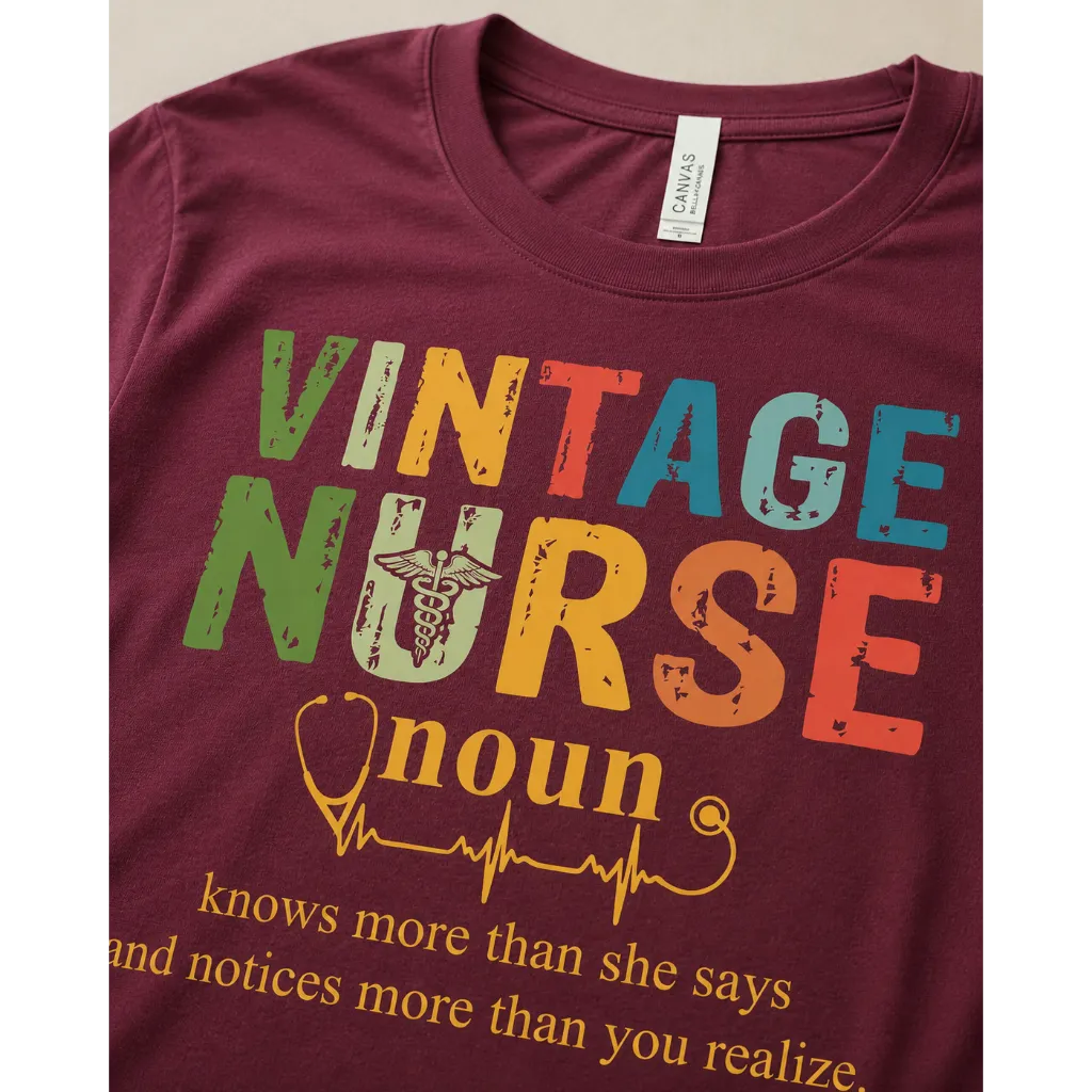 Vintage Nurse Noun Bella Canvas Nurse T-Shirt