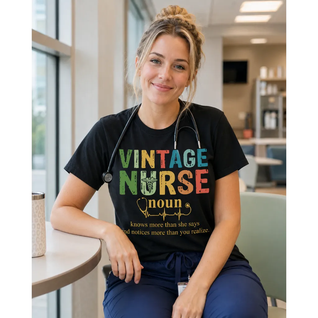 Vintage Nurse Noun Bella Canvas Nurse T-Shirt