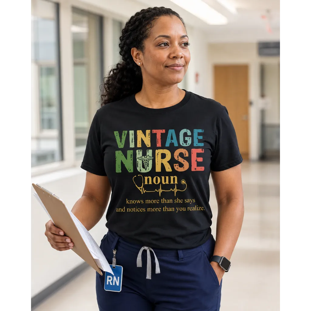 Vintage Nurse Noun Bella Canvas Nurse T-Shirt