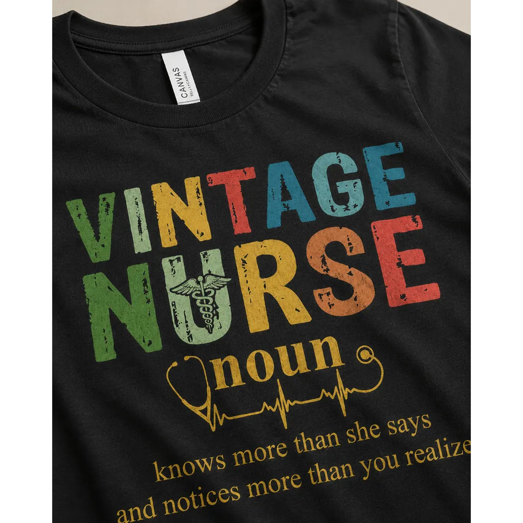 Vintage Nurse Noun Bella Canvas Nurse T-Shirt