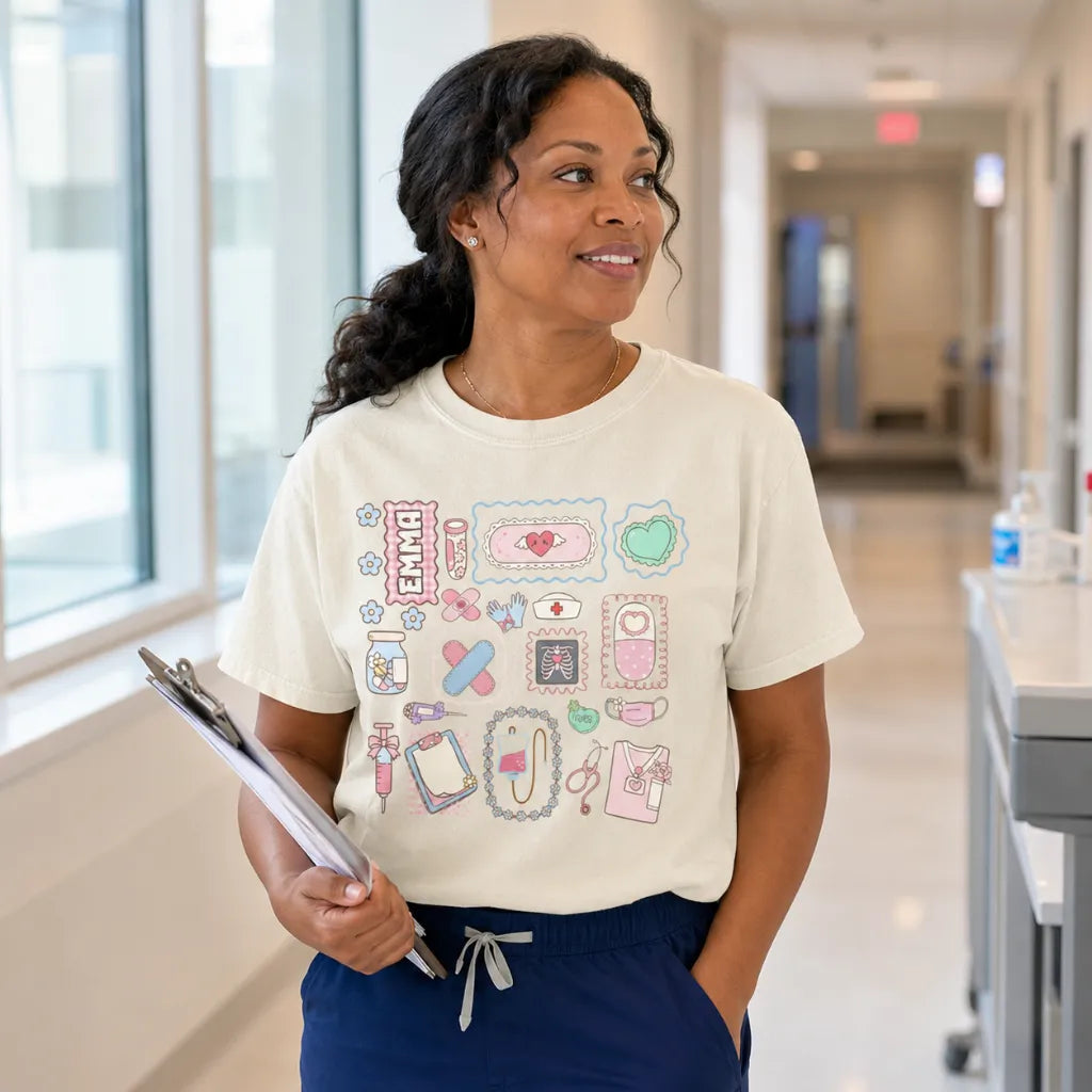Nurse Sticker Dump Personalized Comfort Colors Tee