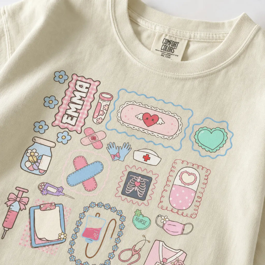 Nurse Sticker Dump Personalized Comfort Colors Tee