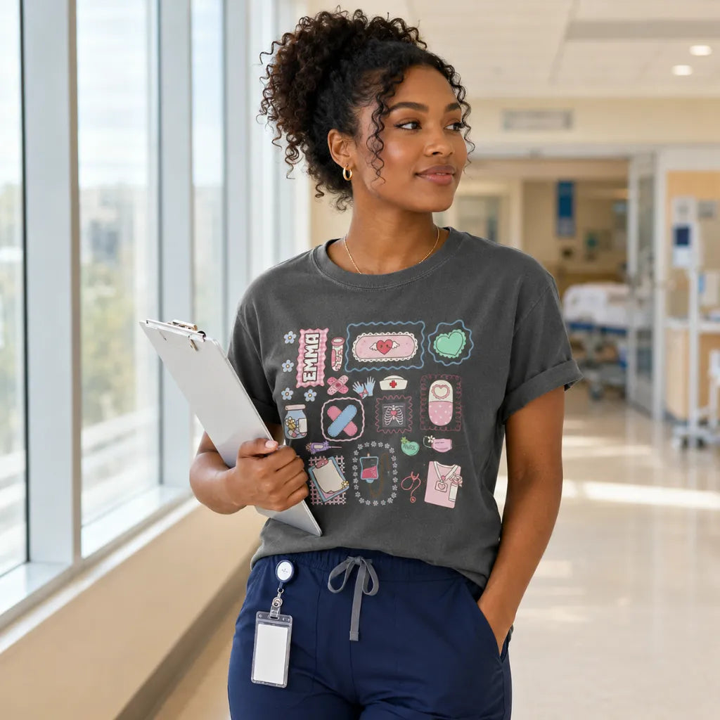 Nurse Sticker Dump Personalized Comfort Colors Tee