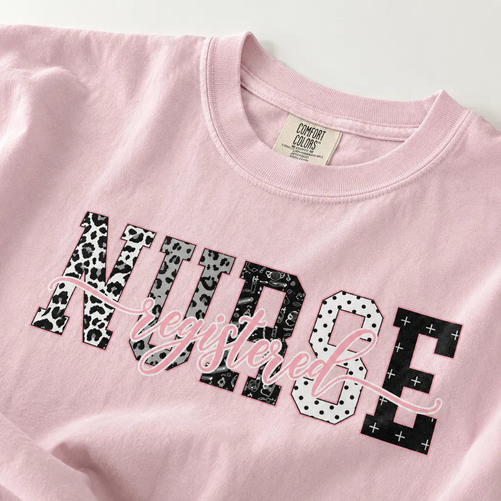Registered Nurse Leopard Pattern Comfort Colors Tee