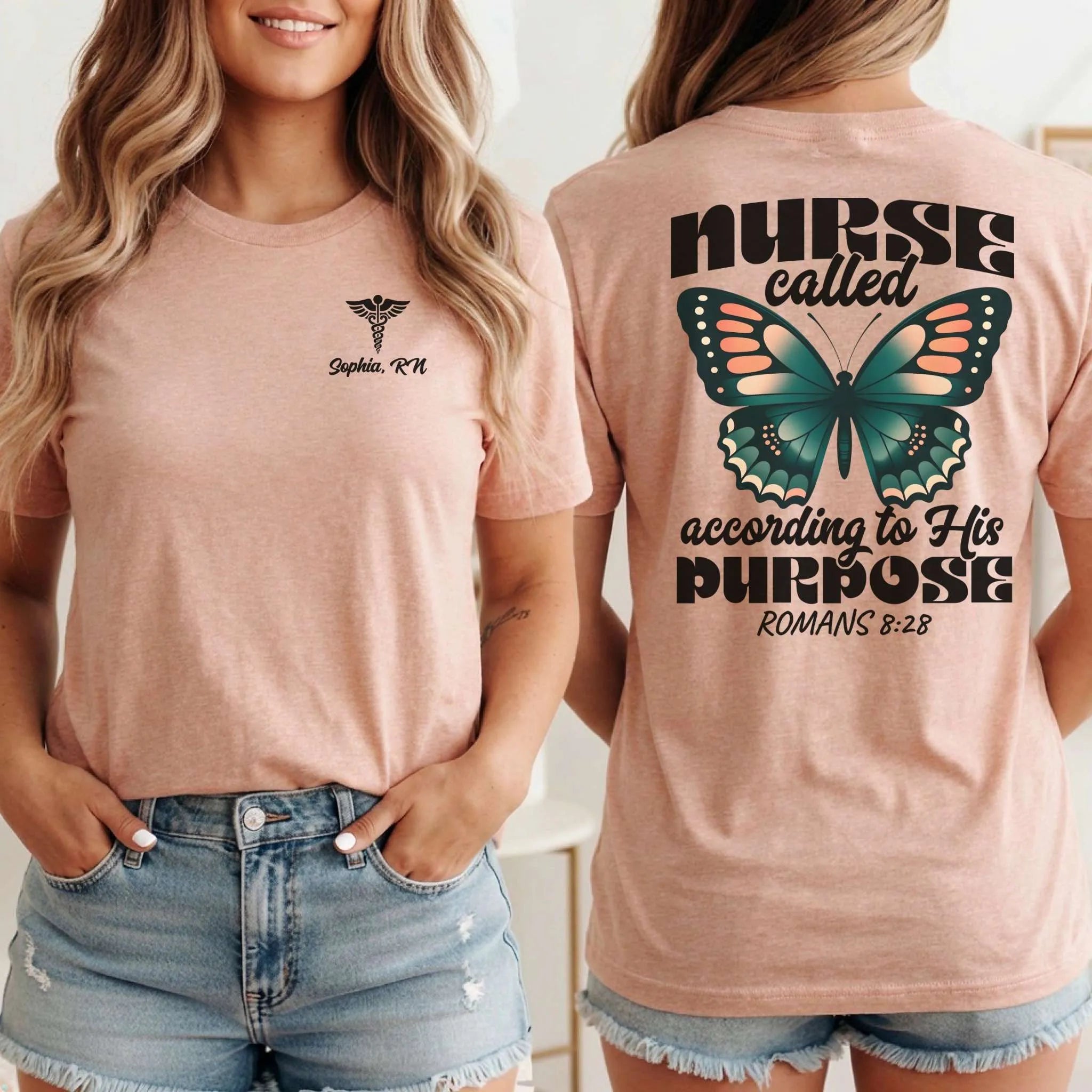 Personalized Name Christian Nurse Called by Purpose Shirt