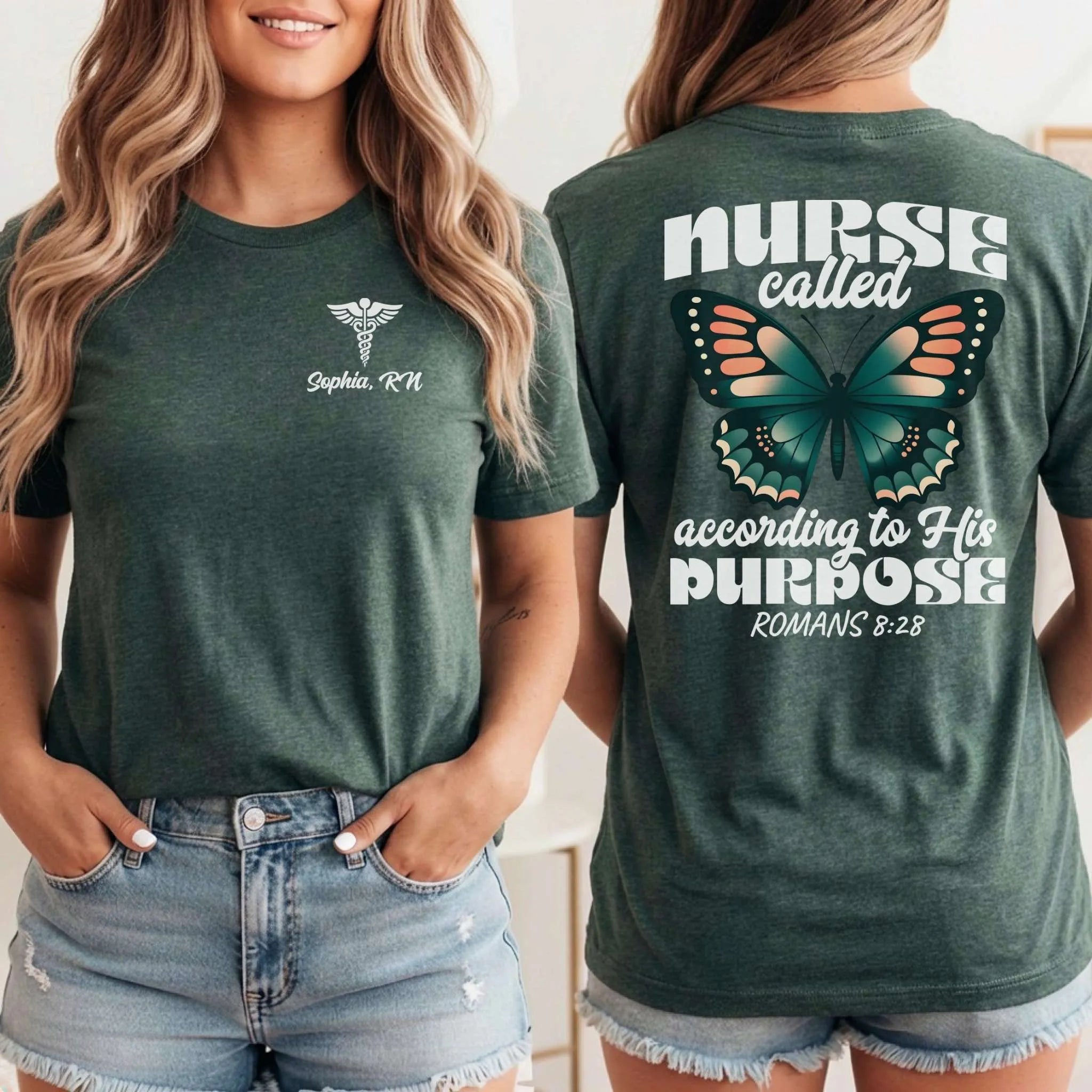 Personalized Name Christian Nurse Called by Purpose Shirt