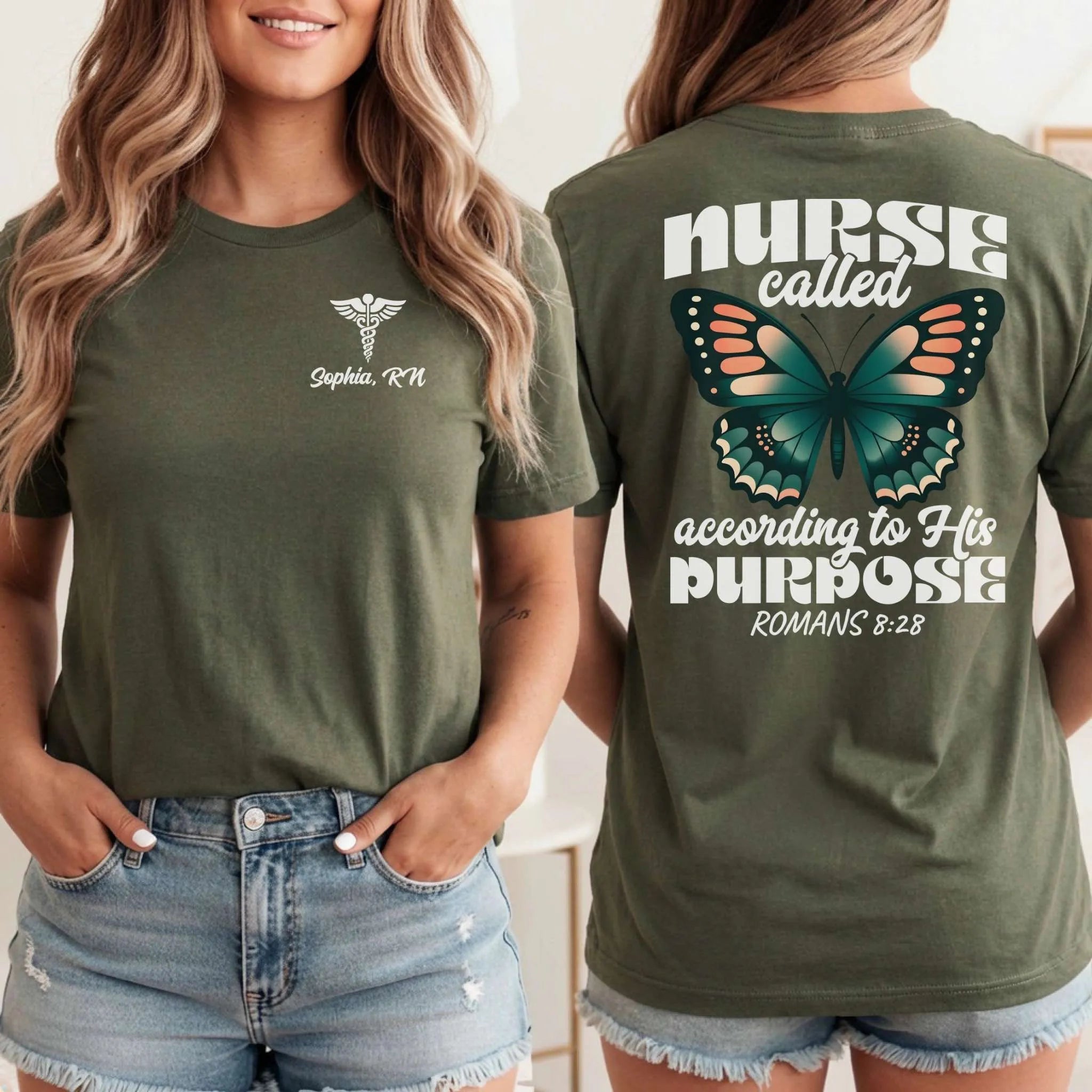 Personalized Name Christian Nurse Called by Purpose Shirt