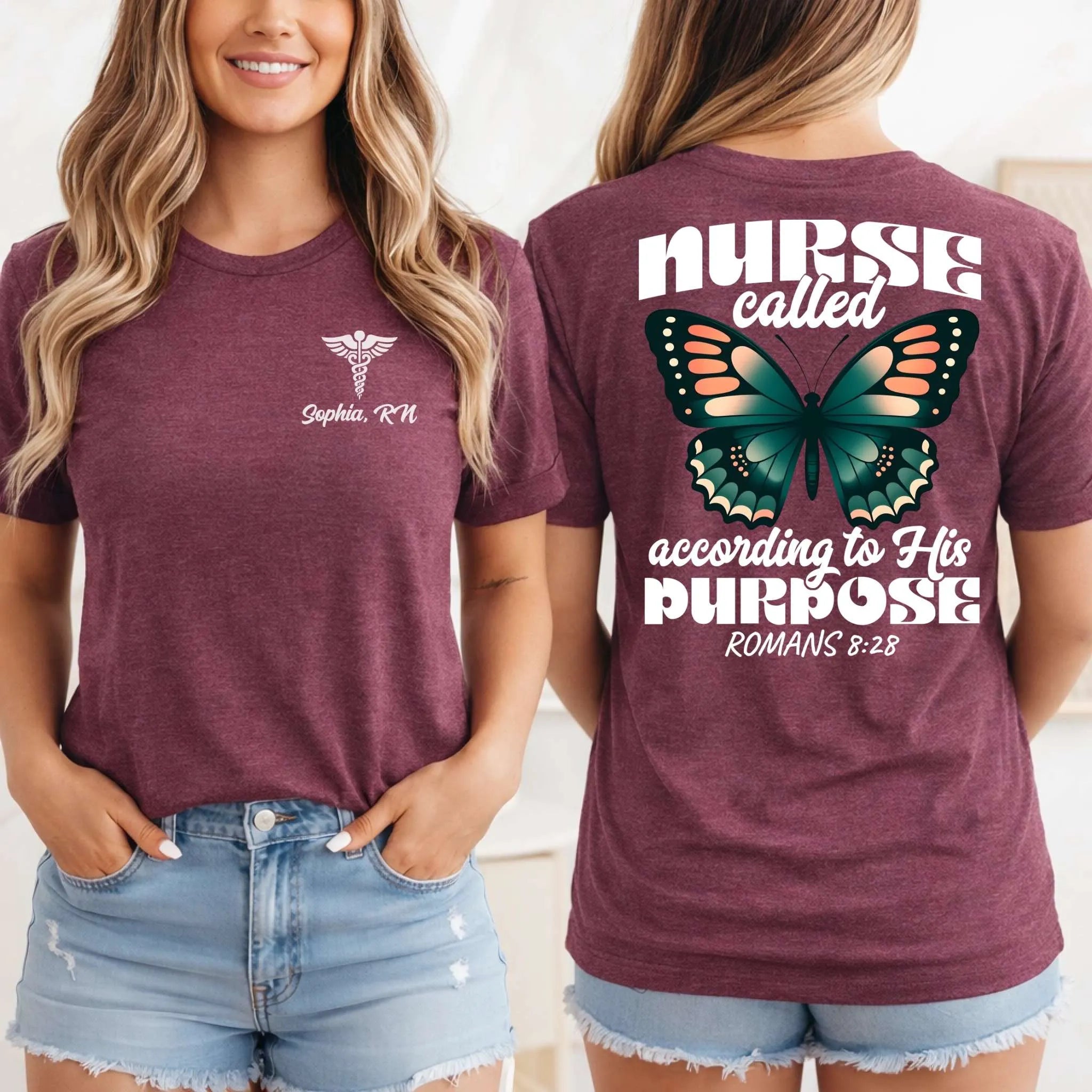 Personalized Name Christian Nurse Called by Purpose Shirt