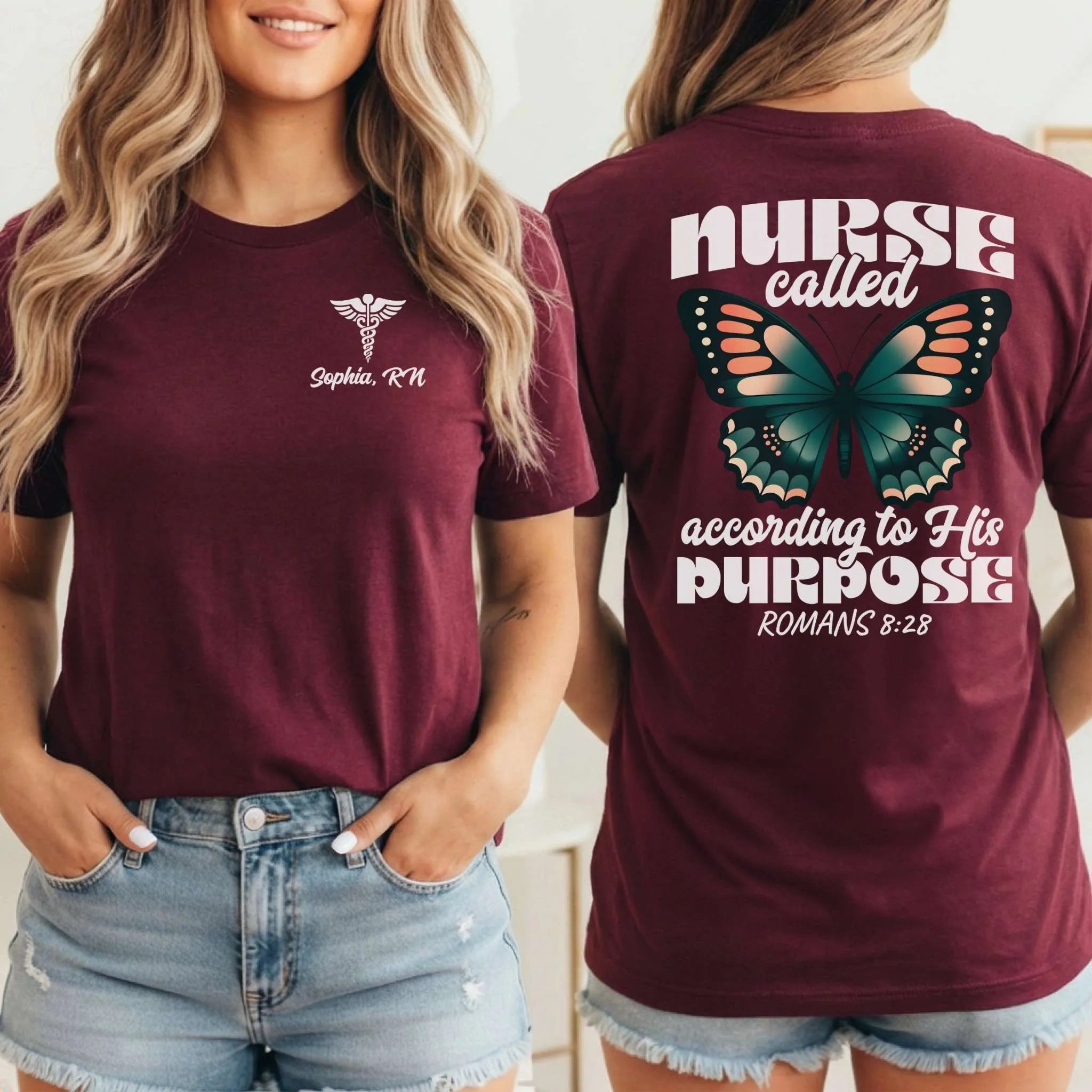 Personalized Name Christian Nurse Called by Purpose Shirt