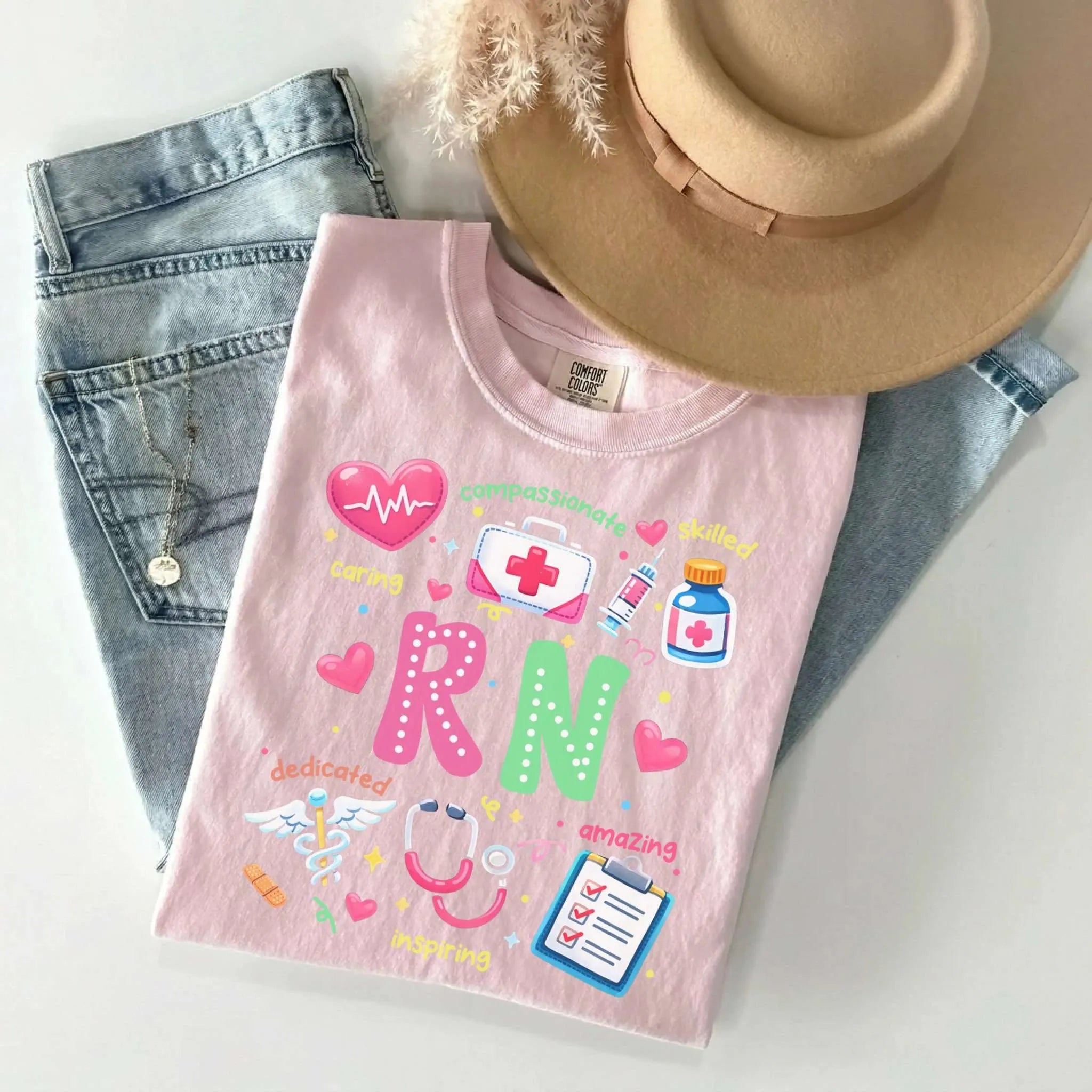 RN Nurse Appreciation Colorful Comfort Colors Tee