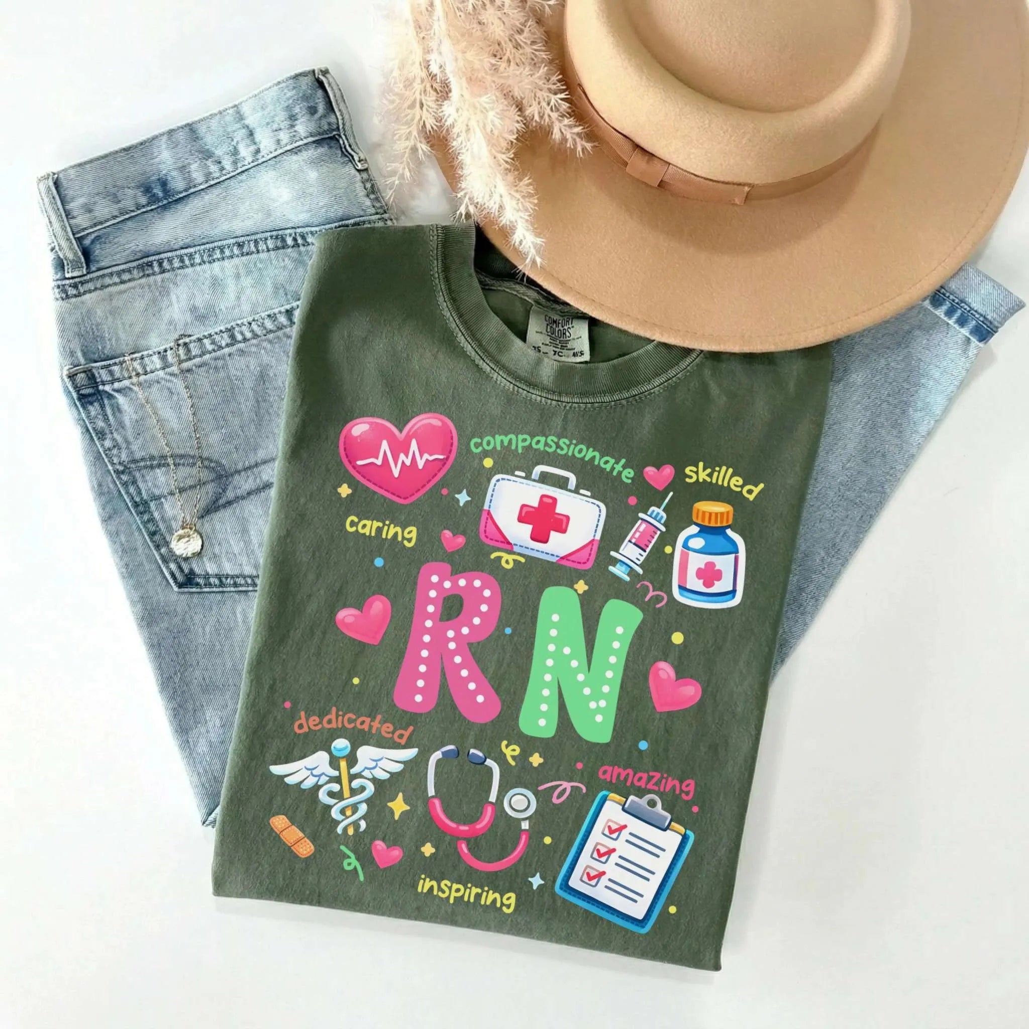 RN Nurse Appreciation Colorful Comfort Colors Tee
