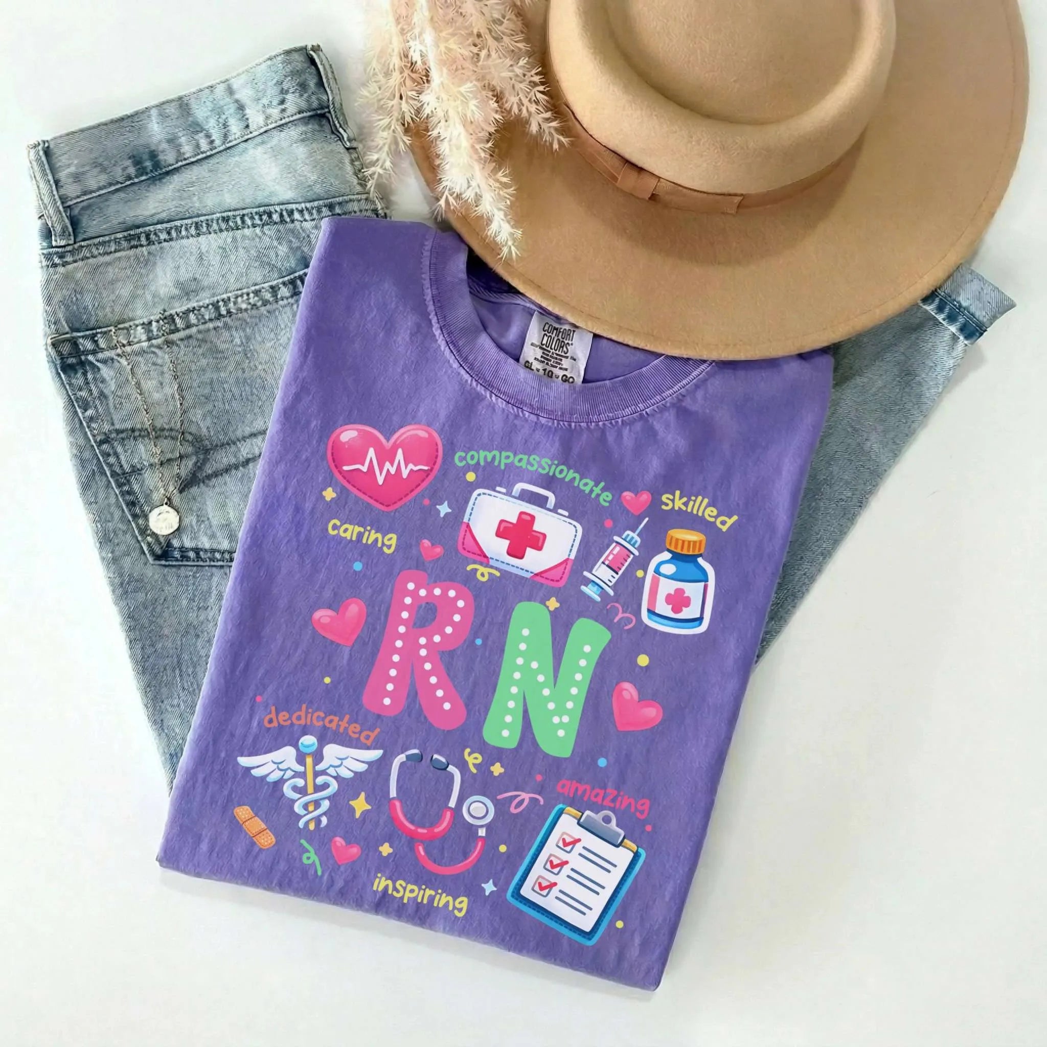 RN Nurse Appreciation Colorful Comfort Colors Tee