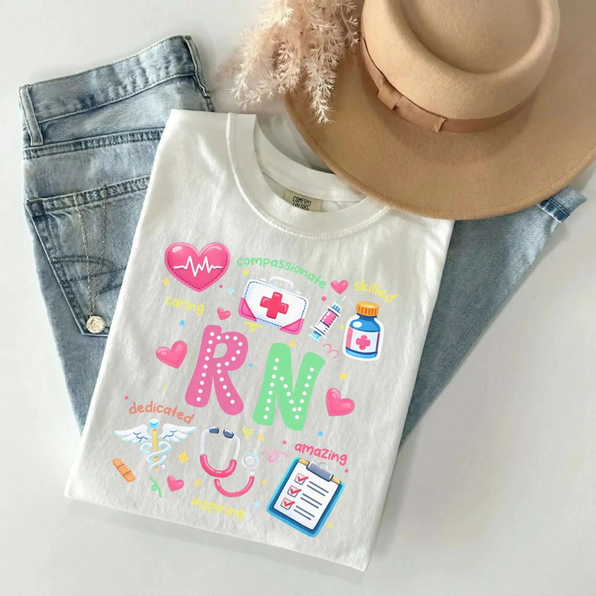 RN Nurse Appreciation Colorful Comfort Colors Tee