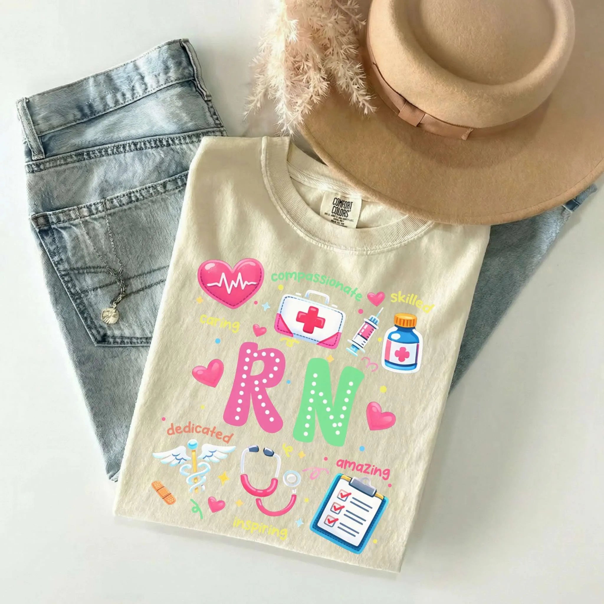 RN Nurse Appreciation Colorful Comfort Colors Tee