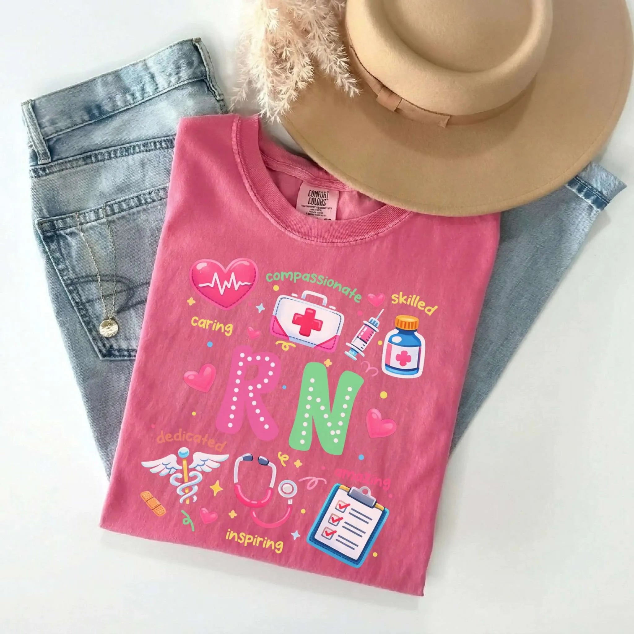 RN Nurse Appreciation Colorful Comfort Colors Tee