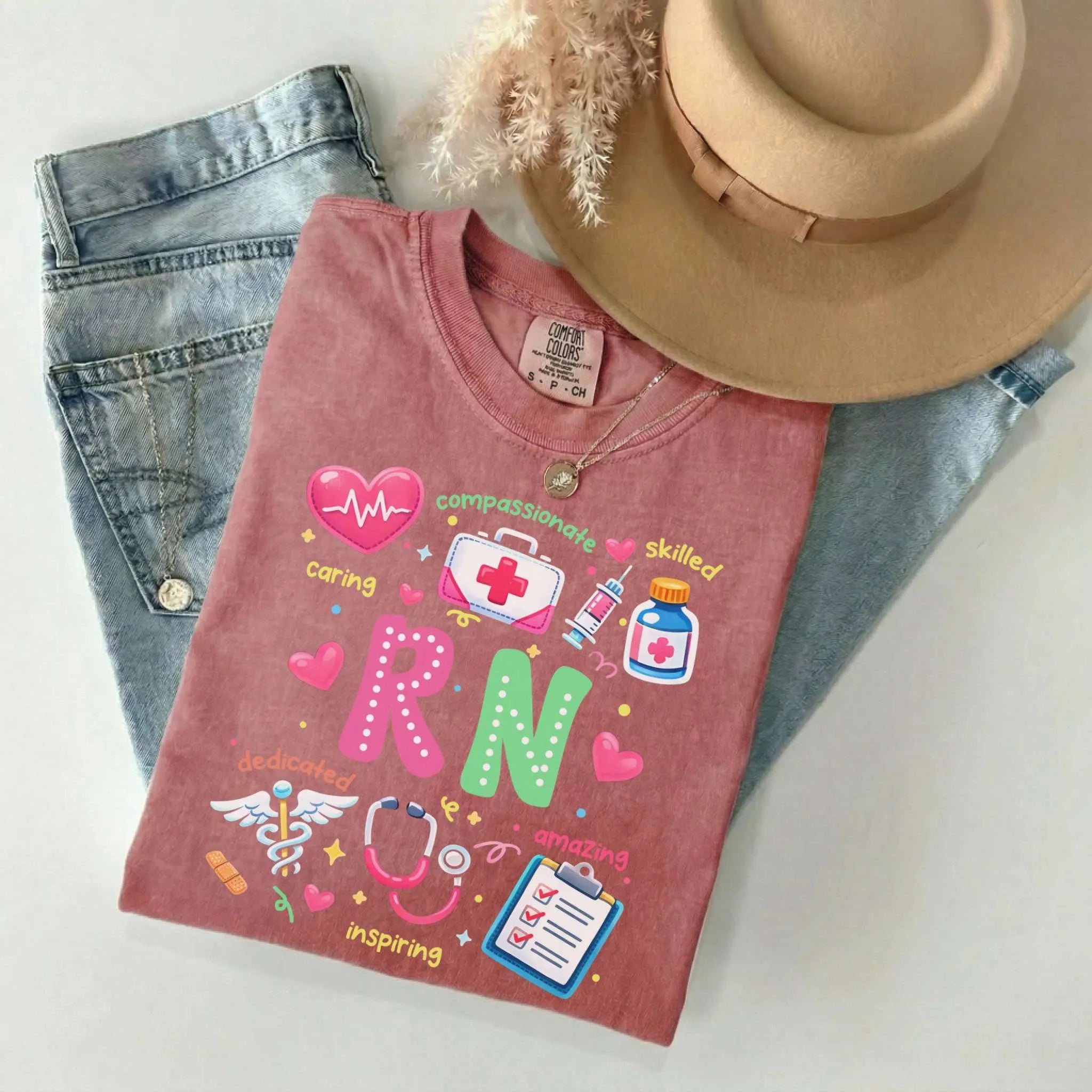 RN Nurse Appreciation Colorful Comfort Colors Tee