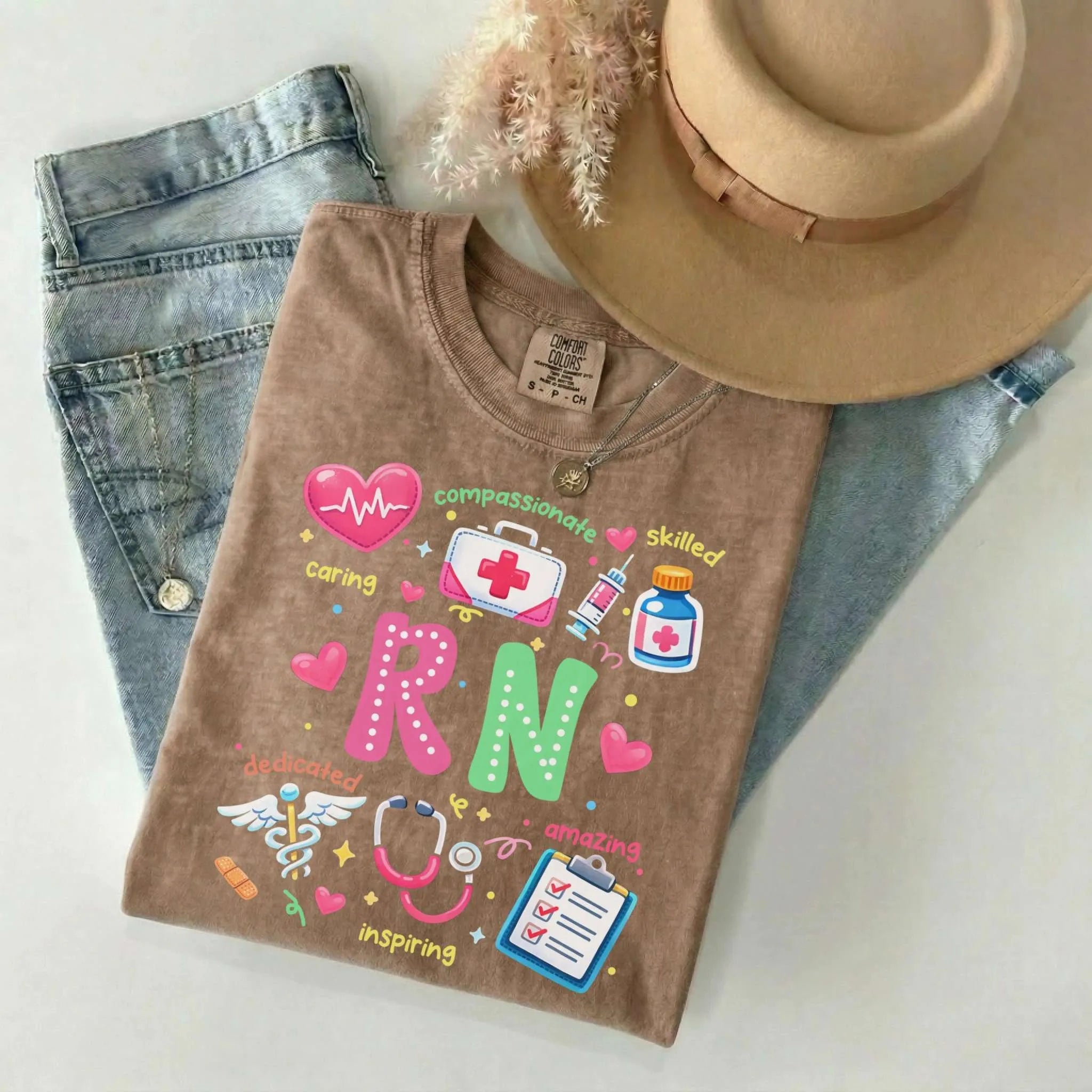 RN Nurse Appreciation Colorful Comfort Colors Tee