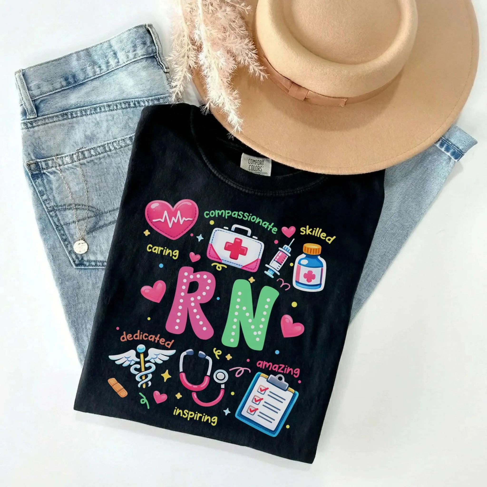 RN Nurse Appreciation Colorful Comfort Colors Tee