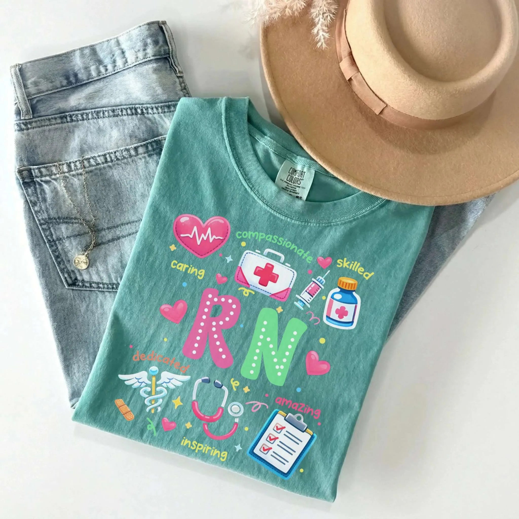 RN Nurse Appreciation Colorful Comfort Colors Tee