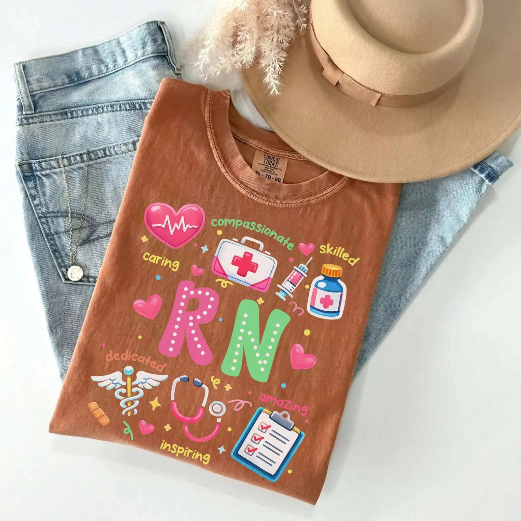 RN Nurse Appreciation Colorful Comfort Colors Tee