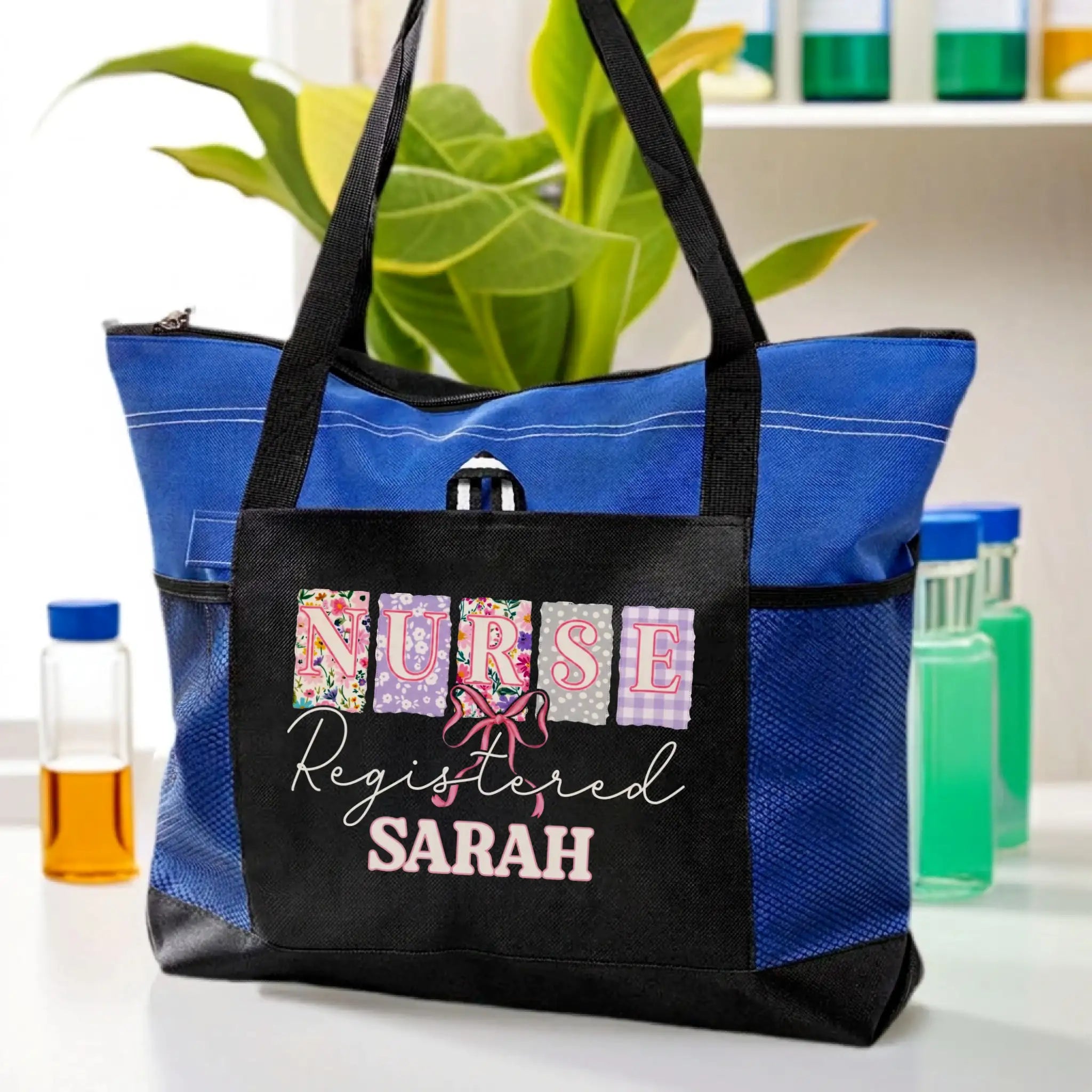 Coquette Patchwork Registered Nurse Personalized Tote Bag